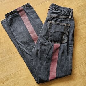 Still Here Childhood Jeans Black With Burgundy Strip Sz 27